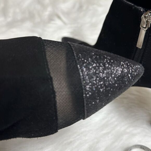 Victoria’s Secret Women’s Black Leather Suede Pointed Toe Bootie Size 8 - Picture 10 of 12